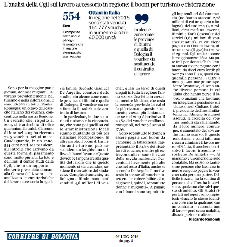 Corriere di Bologna, lancio della ricerca 