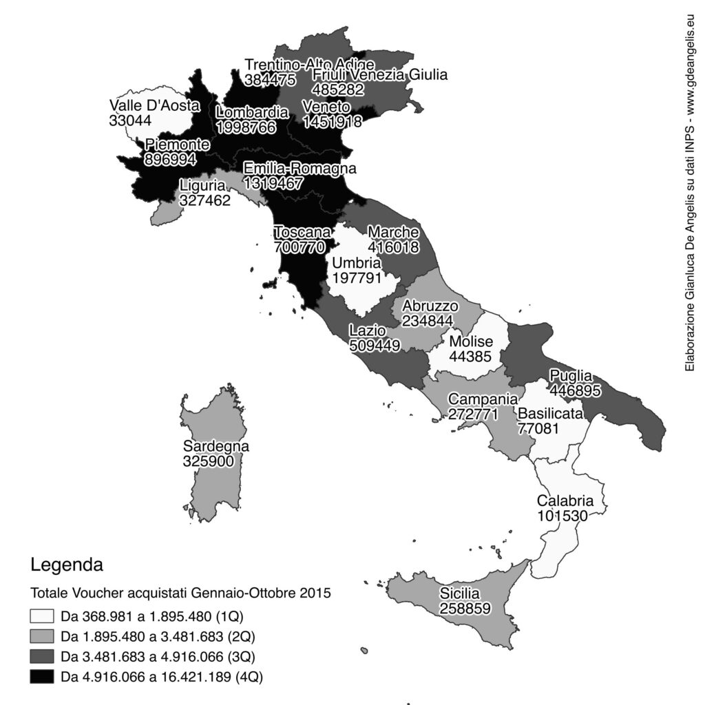 Distorsione spaziale basata su variazione 2015 su 2013 (periodo Gennaio-Ottobre)