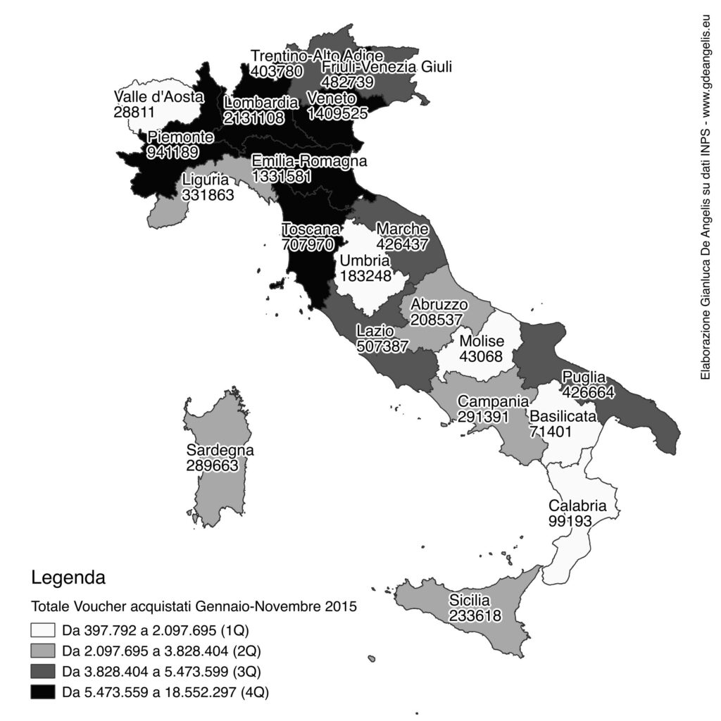 Distorsione spaziale basata su variazione 2015 su 2013 (periodo Gennaio-Ottobre)