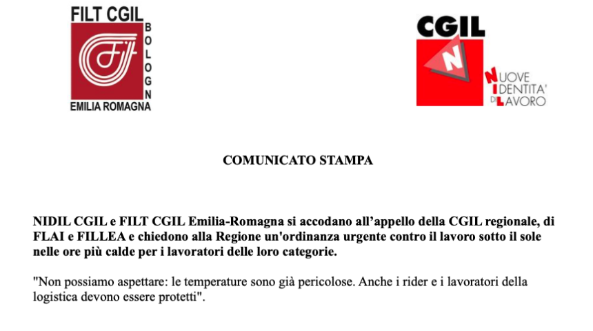 Ordinanza caldo, i sindacati la vogliono subito. La Regione Emilia-Romagna: “Pronta la settimana prossima”